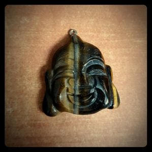 New Carved Tiger Eye Buddha Head Pendant